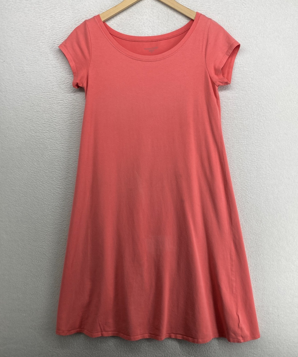 EILEEN FISHER Dress XS Organic Cotton Stretch Jersey T-Shirt Cap Sleeve Pink USA